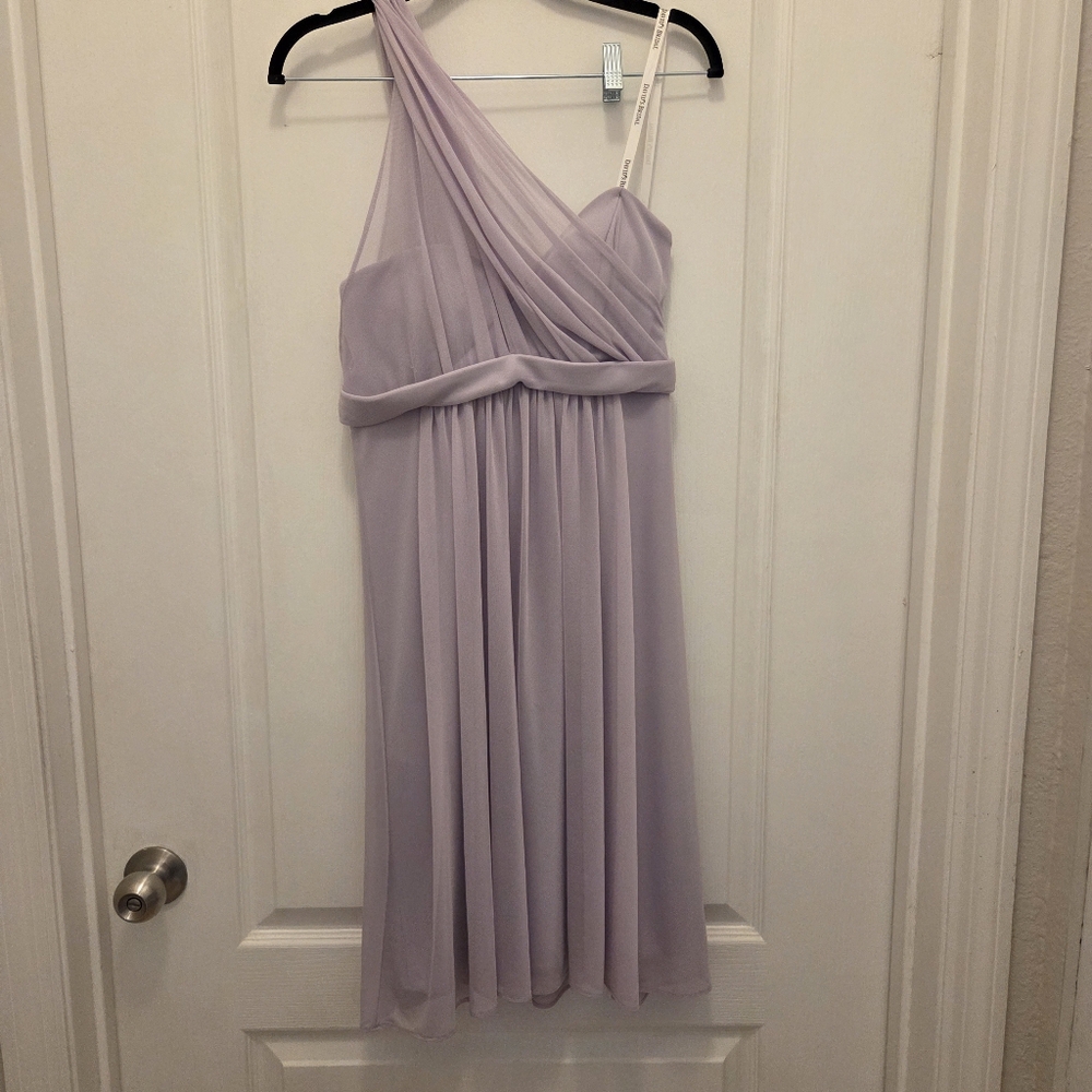 DAVID's bridal lavender purple mini bride's maids gown dress women's size 6